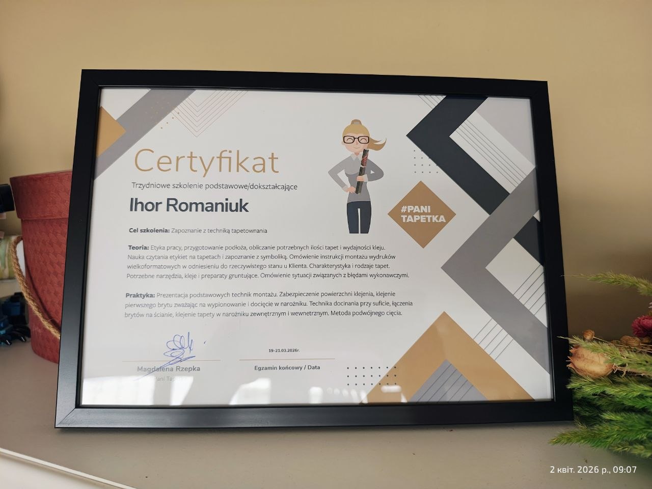 Certyfikat #PaniTapetka – Ihor Romaniuk